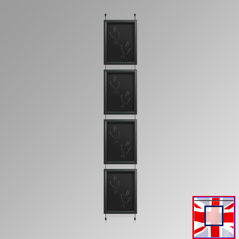 Wall-to-Wall BLACK Frame Chalkboard Hanging Kit (All Black Cables)