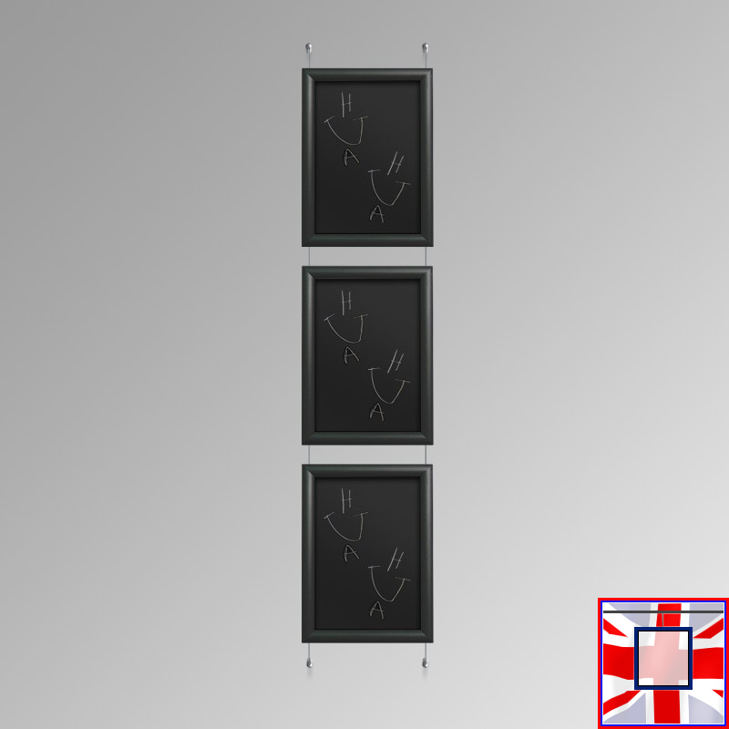Black Wall-to-Wall Hanging Chalk Board Kit