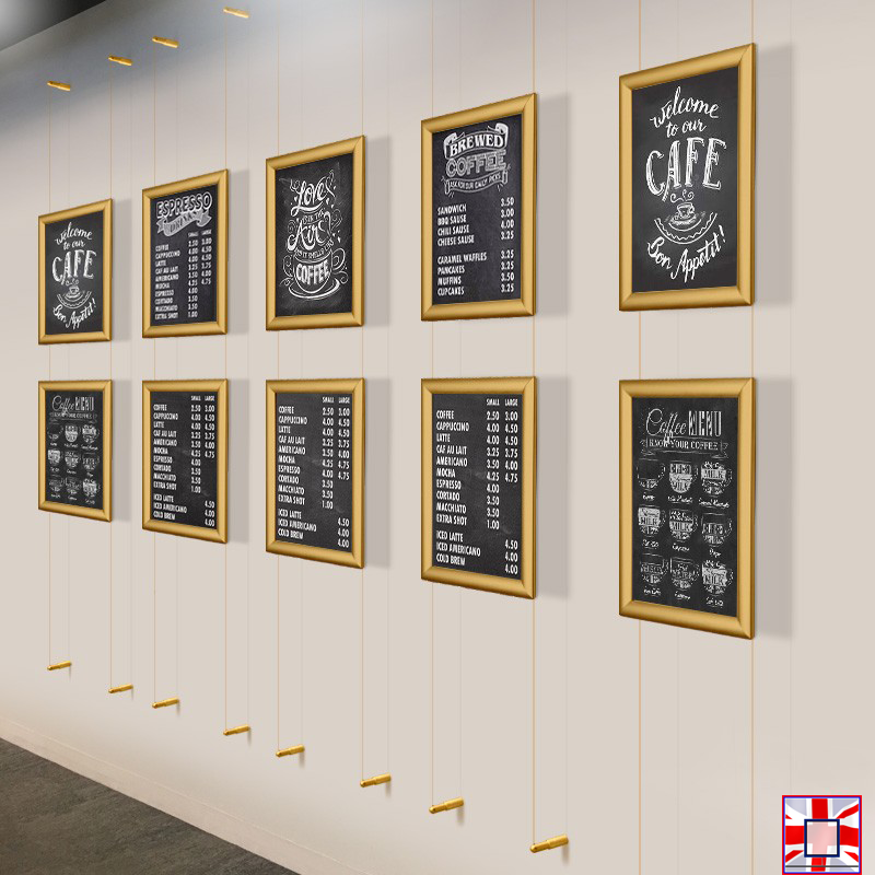 Wall-to-Wall GOLD Frame Chalkboard Hanging Kit (All Gold Cables)