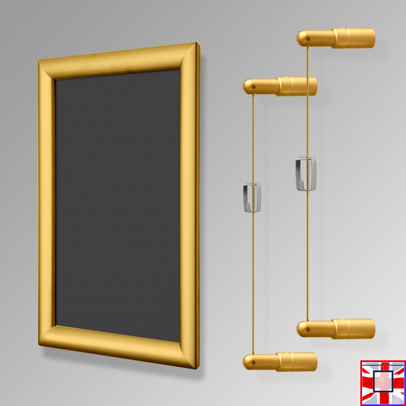 Wall-to-Wall GOLD Frame Chalkboard Hanging Kit (All Gold Cables)