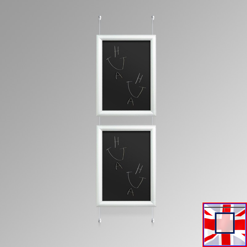 Wall-to-Wall WHITE Frame Chalkboard Hanging Kit (All White Cables)