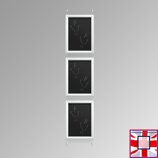 Wall-to-Wall WHITE Frame Chalkboard Hanging Kit (All White Cables)