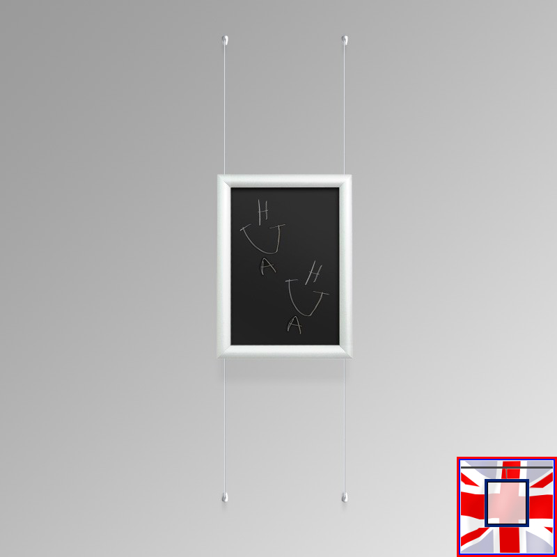 Wall-to-Wall WHITE Frame Chalkboard Hanging Kit (All White Cables)