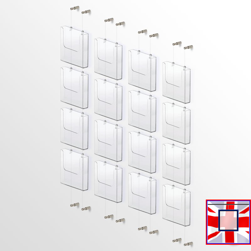 Wall-Mounted Leaflet Dispenser Kit  A4 A5 DL Brochure Holder (Cable Display System)