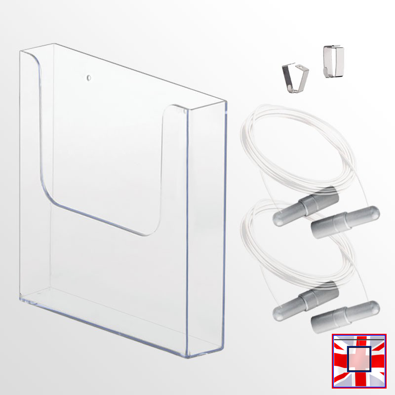 Wall-Mounted Leaflet Dispenser Kit  A4 A5 DL Brochure Holder (Cable Display System)