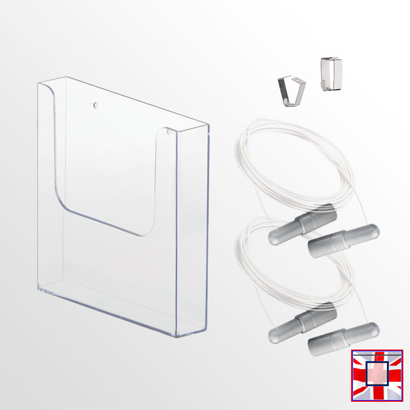 Wall-Mounted Leaflet Dispenser Kit  A4 A5 DL Brochure Holder (Cable Display System)