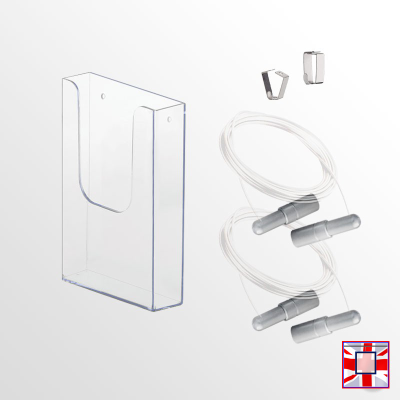 Wall-Mounted Leaflet Dispenser Kit  A4 A5 DL Brochure Holder (Cable Display System)