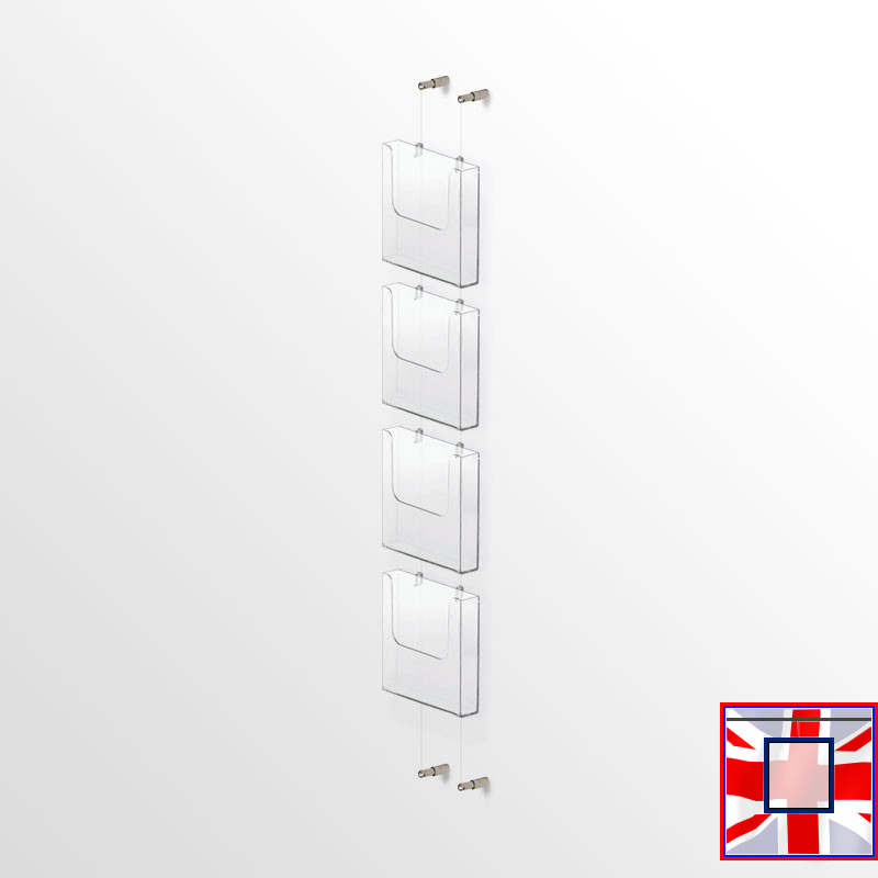 Wall-Mounted Leaflet Dispenser Kit  A4 A5 DL Brochure Holder (Cable Display System)