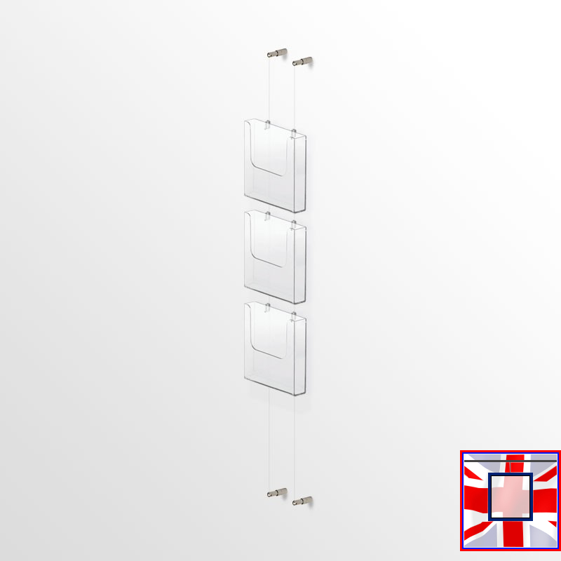 Wall-Mounted Leaflet Dispenser Kit  A4 A5 DL Brochure Holder (Cable Display System)