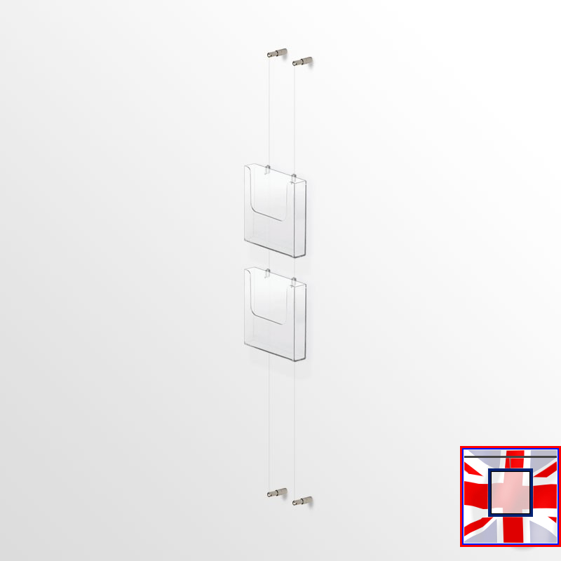 Wall-Mounted Leaflet Dispenser Kit  A4 A5 DL Brochure Holder (Cable Display System)