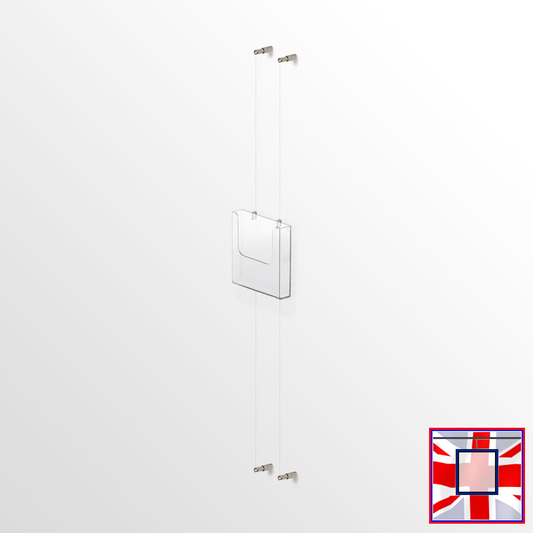 Wall-Mounted Leaflet Dispenser Kit  A4 A5 DL Brochure Holder (Cable Display System)