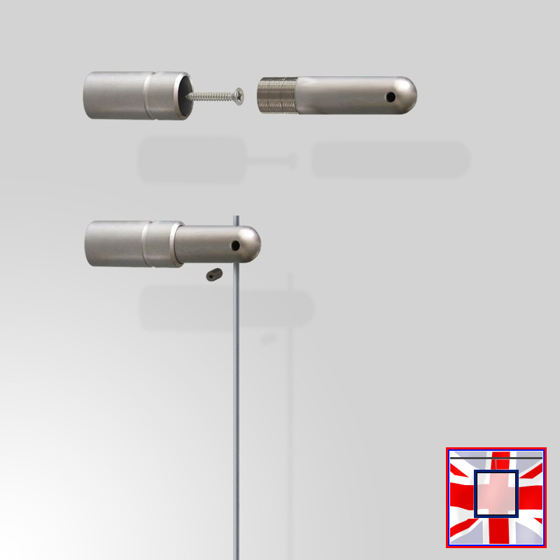 Chrome Wall Hanging Kit with 600g Weight on 4m Suspended Cable