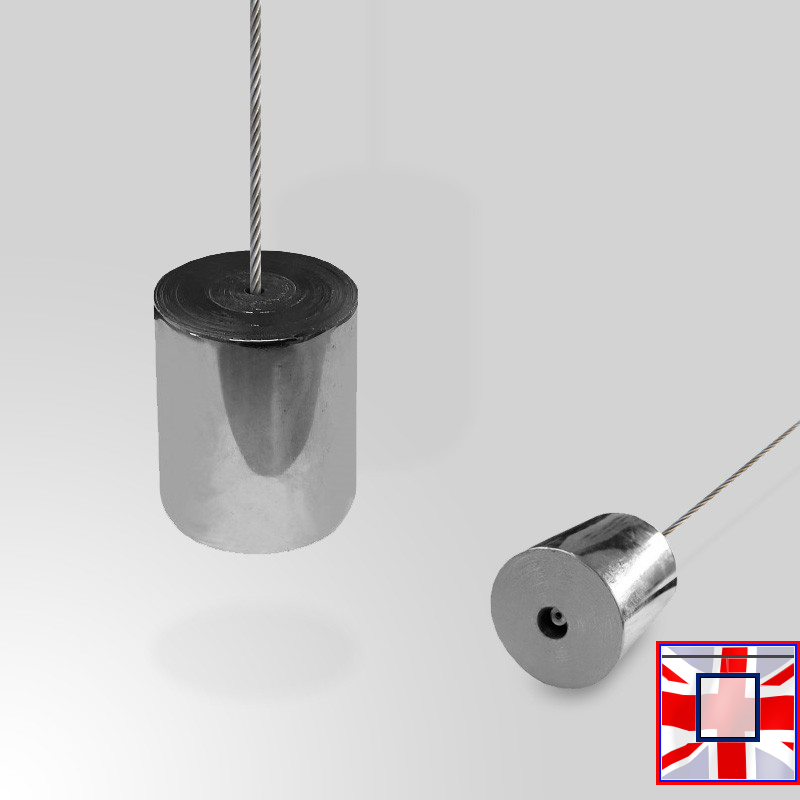 Chrome Wall Hanging Kit with 600g Weight on 4m Suspended Cable