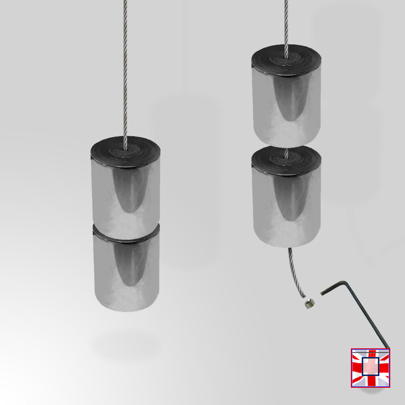 Chrome Wall Hanging Kit with 600g Weight on 4m Suspended Cable